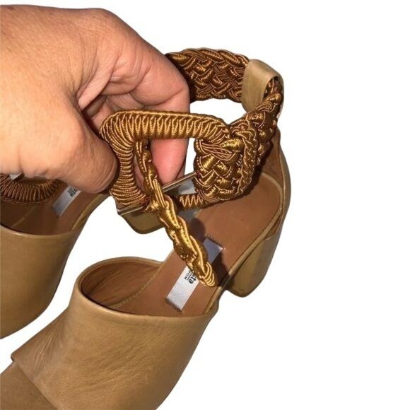 Miista London Sandals Womens Size 6 Ankle Wrap Camel Leather Heeled Adjustable - Picture 11 of 12